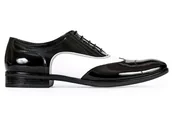 Półbuty męskie - Czarno białe lakierki męskie - Spektatory Al Capone Caponki T25 45 - miniaturka - grafika 1