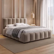 Łóżka - Łóżko tapicerowane 4578G 140x200 Welur Ciemny Beż #10 - miniaturka - grafika 1