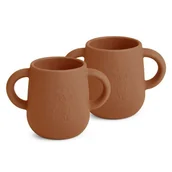 Kubki dla dzieci - Nuuroo - 2 kubeczki silikonowe otwarte KOALA GIRAF Caramel Cafe - miniaturka - grafika 1