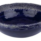 Umywalki - Ręcznie wykonana umywalka ceramiczna Kornelia – Okrągła, dekoracyjna umywalka nablatowa 39 x 13 cm Ekskluzywna umywalka łazienkowa - miniaturka - grafika 1