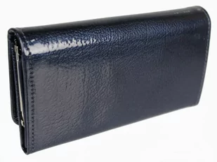 Wygodny Portfel Damski MARCO (PL) 16 cm Klamra Skóra Naturalna NIEBIESKI LAKIEROWANY PD-09 - Portfele - miniaturka - grafika 4