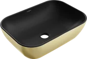 Umywalki - Mexen Rita umywalka nablatowa 45 x 32 cm, czarna mat/złota - 21084576 - miniaturka - grafika 1