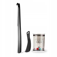 Środki do obuwia i ubrań - Zestaw 3w1 Łyżka do Butów Długa i Krótka Czarna z Chusteczkami 15 szt. - miniaturka - grafika 1