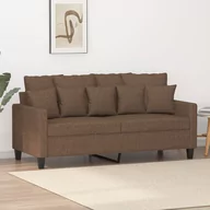 Sofy i kanapy - vidaXL Sofa 2-osobowa, brązowa, 140 cm, tapicerowana tkaniną - miniaturka - grafika 1