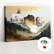 Tablice i flipcharty - Szkolna Tablica korkowa 60x40 cm, Kolorowe Pinezki, wzór Abstrakcja krajobraz - miniaturka - grafika 1