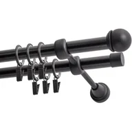 Karnisze - Karnisz DECASTYL Gałka Max z kółkami Podwójny 320 cm Czarny - miniaturka - grafika 1