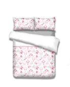 Pościel dla dzieci - AmeliaHome delikatna flanela pościel 100% bawełna wzór kwiatowy pościel pościel suwak Snuggy Collection Sweet Dreams ptak biały różowy - miniaturka - grafika 1