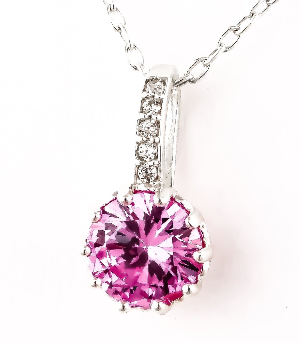 Naszyjnik Srebrny 925 Cyrkonia Różowa,Prezent