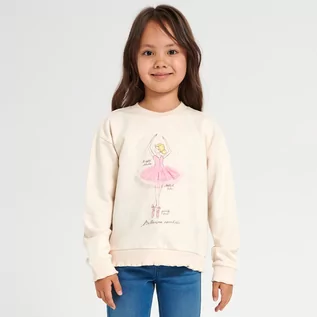 Swetry dla dziewczynek - Sinsay - Bluza z nadrukem - Kremowy - grafika 1