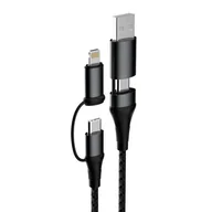 Kable USB - Dudao kabel przewód 4w1 microUSB - Lightning + USB Typ C - USB szary Power Delivery 65W 1m szary - miniaturka - grafika 1
