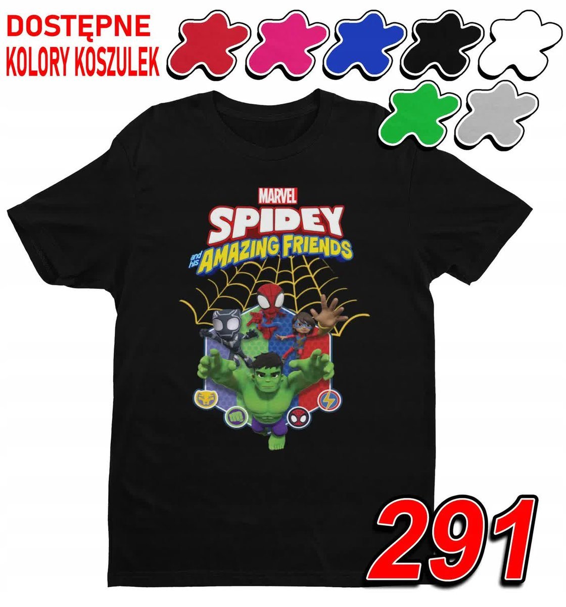 Dziecięca Koszulka T-Shirt Z Nadrukiem Spidey Friends Marvel -M 134-140