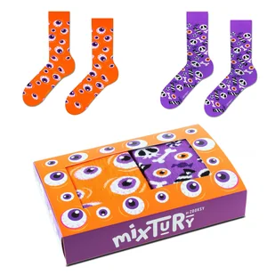ZOOKSY kolorowe skarpety męskie w zestawie r.41-46 2 pary, skarpety w cukierki i upiorne oczy - mixTURY HALLOWEEN - Skarpetki męskie - miniaturka - grafika 1