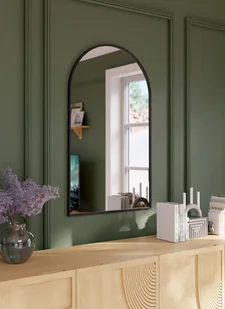 Lustro łazienkowe i do salonu półowalne w czarnej ramie MDF 60x100 cm BD art cm - Lustra - miniaturka - grafika 1