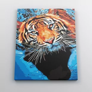Tygrys w kąpieli - malowanie po numerach 40x50 cm - Malowanie po numerach - miniaturka - grafika 1