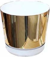 Donice - Doniczka plastikowa z podstawką Dekor Duo złoto-biała 14 cm - miniaturka - grafika 1