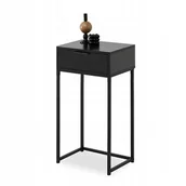 Konsole i sekretarzyki - Czarna Konsola Na Korytarz Z Szufladą Nora S 40 CM Metalowa Czarna Podstawa - miniaturka - grafika 1