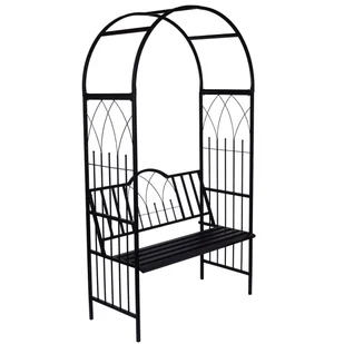Pergola ogrodowa z ławką metalowa 114x52x216 cm czarna DLH - Pozostałe ozdoby ogrodowe Pergola ogrodowa z ławką metalowa 114x52x216 cm czarna DLH - Pozostałe ozdoby ogrodowe - miniaturka - grafika 1