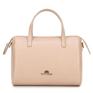 Damski kuferek ze skóry beżowy - Torebki damskie Damski kuferek ze skóry beżowy - Torebki damskie - miniaturka - grafika 1