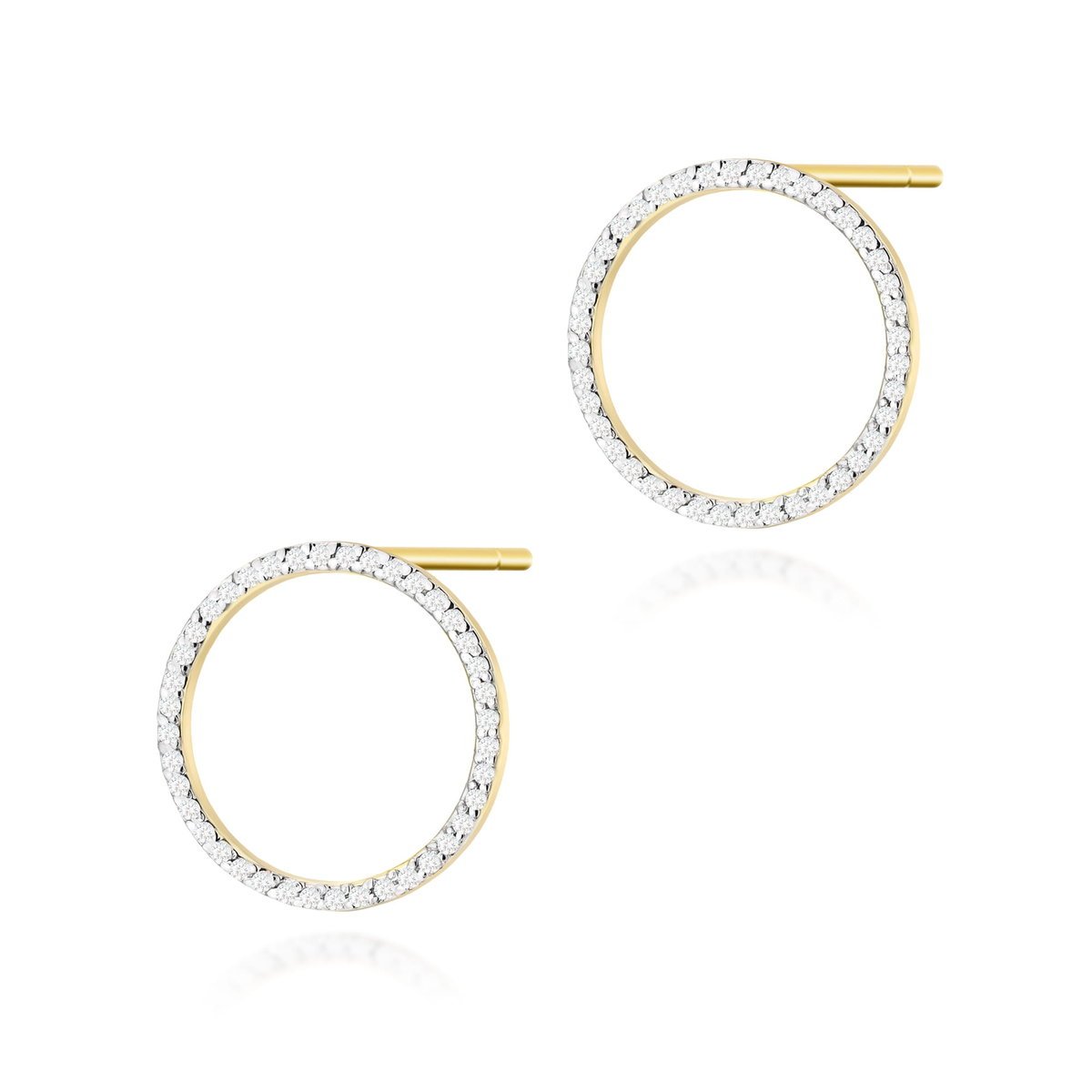 Złote kolczyki K0442 z diamentami żółte złoto pr. 585