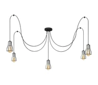 Lampy sufitowe - Żyrandol na lince TUBE LONG 5xE27/15W/230V czarny/chrom - miniaturka - grafika 1