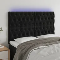 Inne meble do sypialni - vidaXL Zagłówek do łóżka z LED, czarny, 160x7x118/128 cm, aksamit - miniaturka - grafika 1
