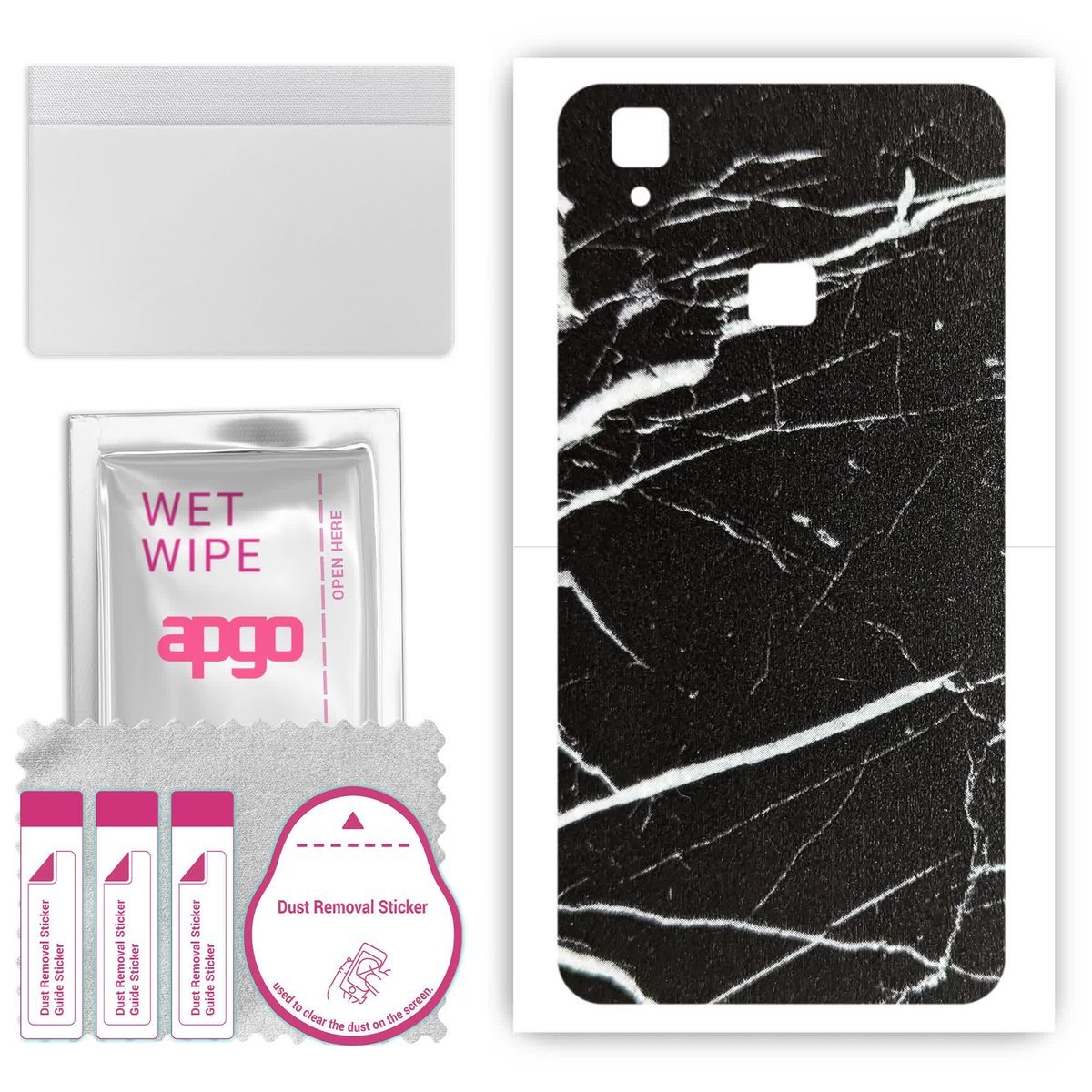 Folia naklejka skórka strukturalna na TYŁ do vivo V3 - Marmur Ciemny - apgo SKINS