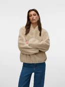 Kurtki damskie - Vero Moda Kurtka w kolorze beżowym ze sztucznego futerka - miniaturka - grafika 1