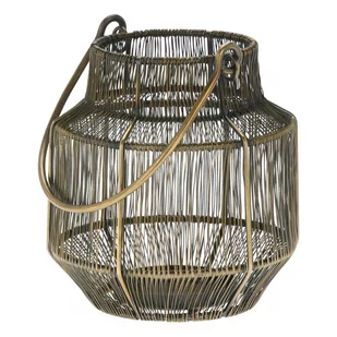 Lampion druciany złoty z rączką 18 cm - Świeczniki - miniaturka - grafika 1