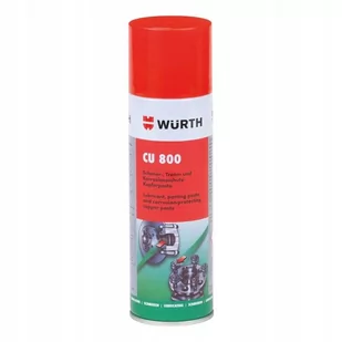 Würth SMAR WYSOKOTEMPERATUROWY WURTH CU 800 (SPRAY, 300ML) Smar wysokotemperaturowy odporny na wysokie naciski, trwale przyczepny w czasie smarowania. Chroni przed korozją, zapobiega zapiekaniu się elementó A0893800 - Chemia warsztatowa - miniaturka - grafika 1