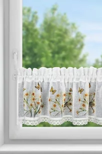 Firana 30 x 150 Dekoracyjna Gotowa Flora Biały+Żół - Firany - miniaturka - grafika 2