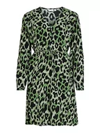 Sukienki - Vila Women's VIFINI V-Neck L/S Short Dress/SU-NOOS sukienka, zielony minerał/AOP: KIA, 36, Mineral Green/Aop:kia, 36 - miniaturka - grafika 1