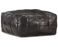 Pufy i podnóżki - Czarna pufa siedzisko skórzane A4-T63 - miniaturka - grafika 1