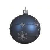 Bombki - Bombka szklana dekorowana mat granatowa 8 cm - miniaturka - grafika 1