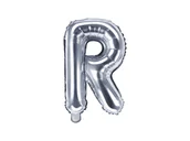 Balony i akcesoria - PartyDeco Balon foliowy litera R, 14", srebrny FB2M-R-018 - miniaturka - grafika 1
