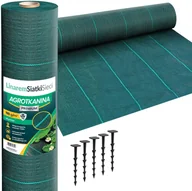 Agrowłókniny - AGROTKANINA 110G 0,8x50m PREMIUM UV 3% AGROWŁÓKNINA ZIELONA MATA + KOŁKI - miniaturka - grafika 1