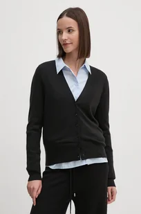 Tommy Hilfiger kardigan wełniany kolor czarny lekki WW0WW42140 - Swetry damskie - miniaturka - grafika 1