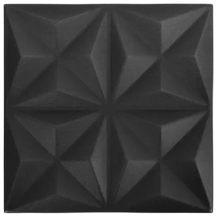 vidaXL Panele ścienne 3D, 48 szt., 50x50 cm, czarny origami, 12 m² 150918 - Panele ścienne i boazeria - miniaturka - grafika 6