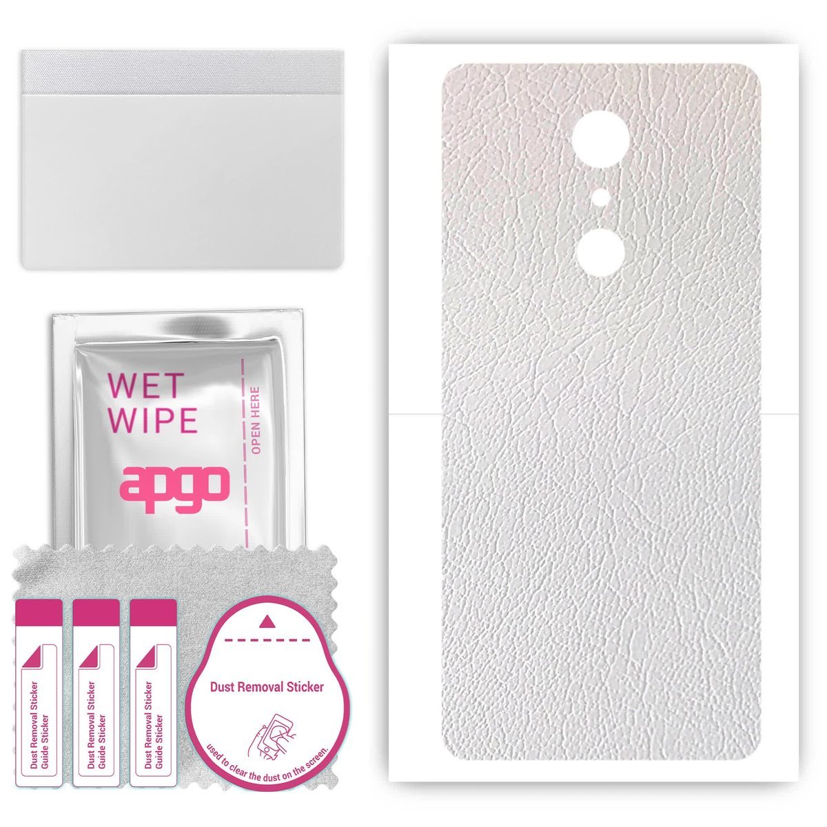 Folia naklejka skórka strukturalna na TYŁ do LG Q7 - Skóra Biała - apgo SKINS