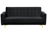Sofy i kanapy - Sofa trzyosobowa welurowa czarna ABERDEEN - miniaturka - grafika 1