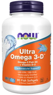 Now Foods FOODS Ultra Omega 3-D Omega-3 Fish Oil+Vitamin D3 90caps - Witaminy i minerały - miniaturka - grafika 2