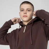 Bluzy sportowe męskie - Męska bluza dresowa rozpinana z kapturem OUTHORN OTHSS23TSWSM312 - brązowa - Outhorn - miniaturka - grafika 1