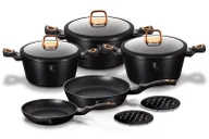 Zestawy garnków i patelni - 10 elementowy czarny zestaw garnków D9-P90 - miniaturka - grafika 1