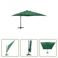 Parasole ogrodowe - The Living Store Parasol wiszący z LED i słupkiem - zielony - 300 cm - Parasol Wiszący - miniaturka - grafika 1