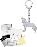 Breloki - Radziszewska Jewellery BRELOK DO KLUCZY SREBRNY Z WILKIEM WILK 925 PREZENT GADŻET GRAWER GRATIS - miniaturka - grafika 1