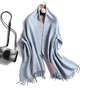 Szal szalik damski 100% kaszmir błekitny niebieski - Apaszki i szaliki damskie - miniaturka - grafika 1