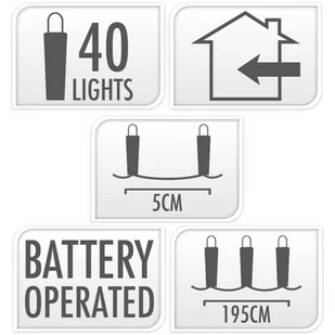 ŁAŃCUCH LED 40L BIAŁY na baterie 195cm 3x AA 1,5V - Taśmy LED - miniaturka - grafika 3