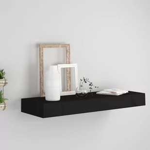 vidaXL Wisząca półka ścienna z szufladą, czarna, 80x25x8 cm vidaXL - Półki do salonu - miniaturka - grafika 1