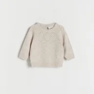 Bluzki dla niemowląt - Reserved - Sweter ze zdobieniem przy dekolcie - beżowy - miniaturka - grafika 1