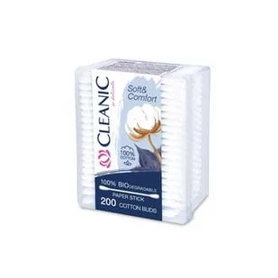 Cleanic, Patyczki Higieniczne, Soft&Comfort, 200 Sztuk - Waciki, płatki i patyczki kosmetyczne - miniaturka - grafika 1