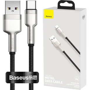 Baseus Cafule Metal Data kabel USB - USB Typ C 66W Quick Charge 1m czarny (CAKF000101) - Kable USB - miniaturka - grafika 1